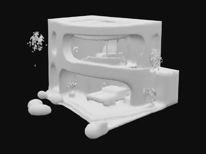 3D model for #PBR#,   Crie uma casa com banheiro sala cozinha quarto com suite e banhriro dentro do quarto  e caragem estilo realista e futurista com cores vivas e brilhantes e lisa