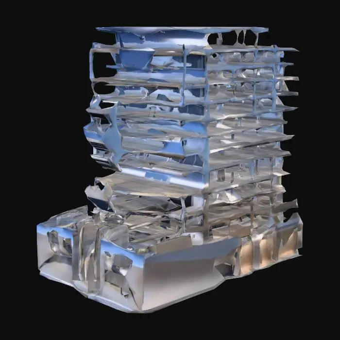 3D model for "Helper" crie um novo modelo do predio com escadas e portas abertas para subir de andar a andar e garagem pra carro e carreta em baixo no terreo