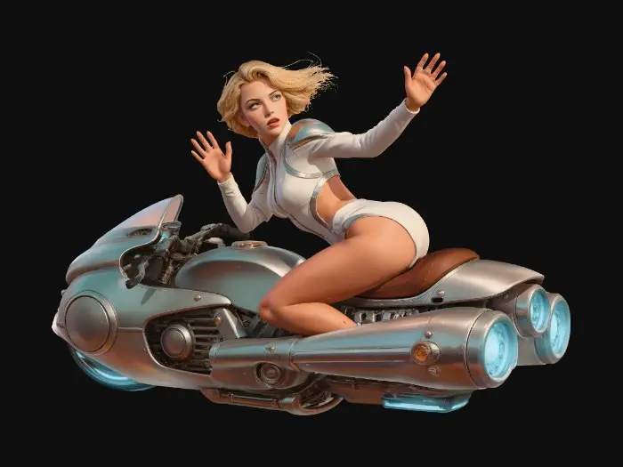 3D model for RetroFutureSpeederGirl-0210B