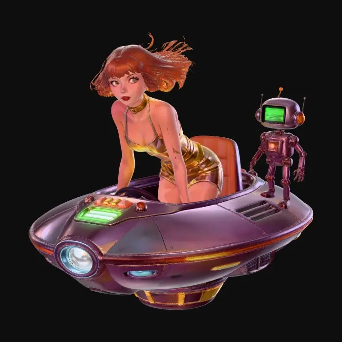 3D model for RetroSaucerGirl-0043B