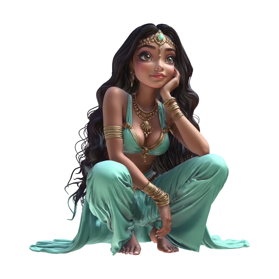 Female Genie 0012 M7 - Turquoise 3D model, vytvořený pomocí AI