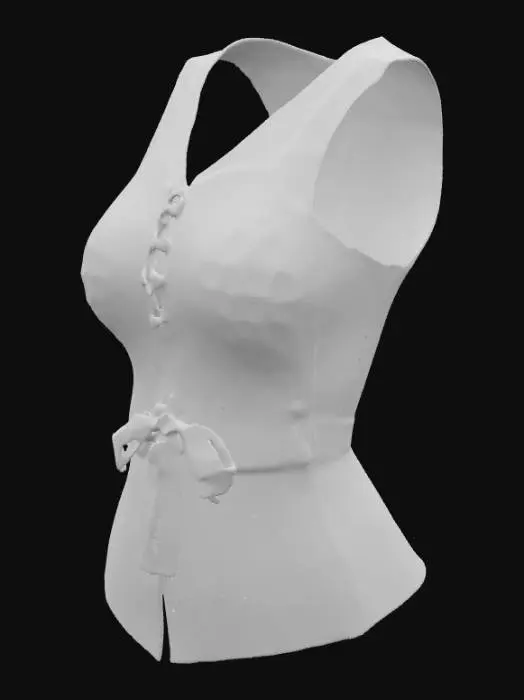 3D model for a short corset for female fashion that is not covering the shoudlers. the corset has a medieval fashion style.