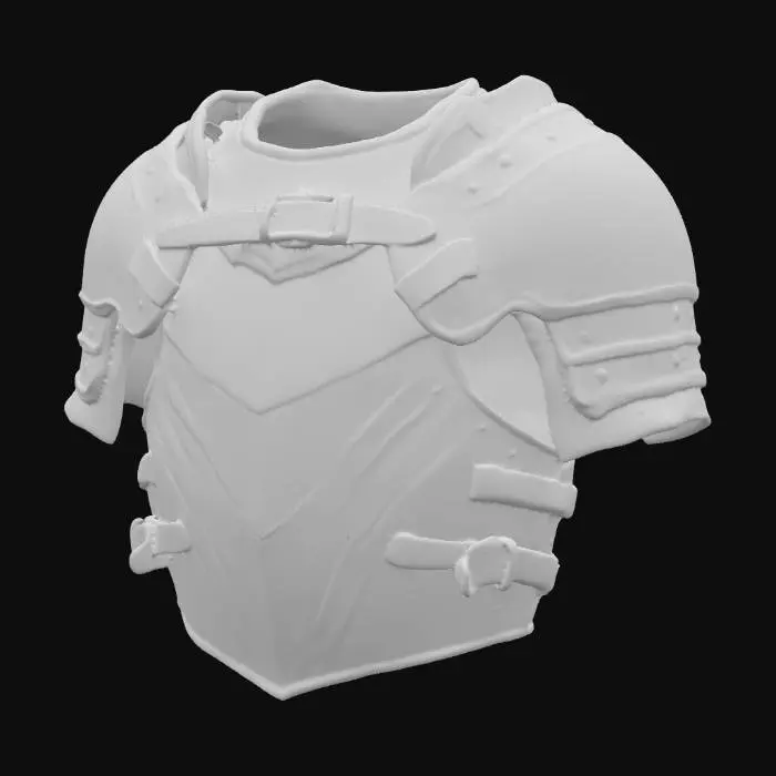 3D model for #PBR#, Highly detailed medieval shoulder armor, polished steel plates with scratches and dents, leather straps with worn edges, cloth padding inside, realistic PBR textures showing metallic reflections and roughness, battle-worn but functional design. Highly detailed, ultra realistic.