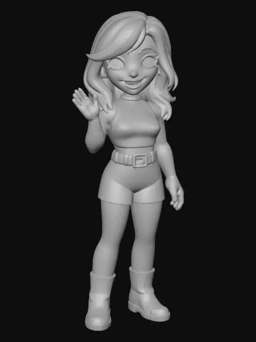 3D model for Waving Pink-Haired Character
