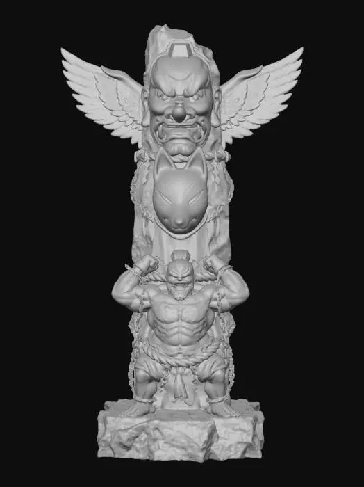 3D model for Winged Oni and Kitsune Totem