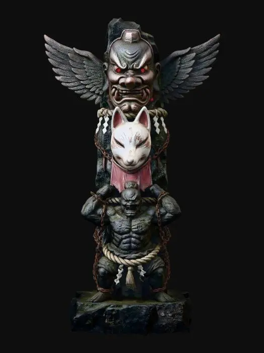 3D model for Winged Oni and Kitsune Totem