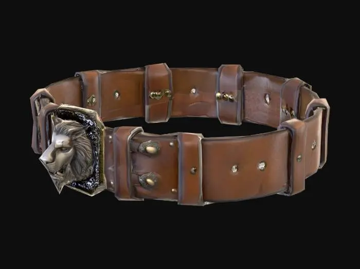 3D model for 3D model of medieval Belt only. no body. Single Belt object. Leon Head.