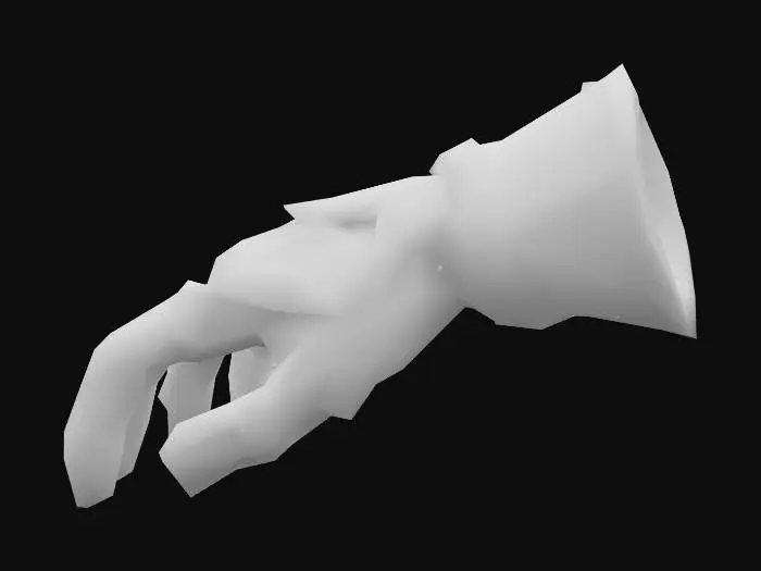 3D model for A medieval fantasy Glove armor, designed for a male warrior. The Glove is made of steel with a slightly worn, battle-used look. Strong Glove plate, leather straps and buckles on the sides, engraved ornaments along the edges.