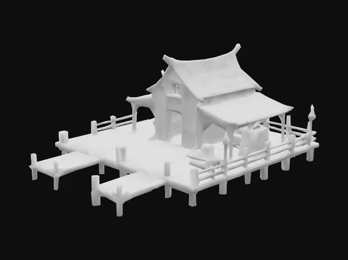 3D model for MMORPG Hafen Anlegestelle aus Holz für Schiffe.