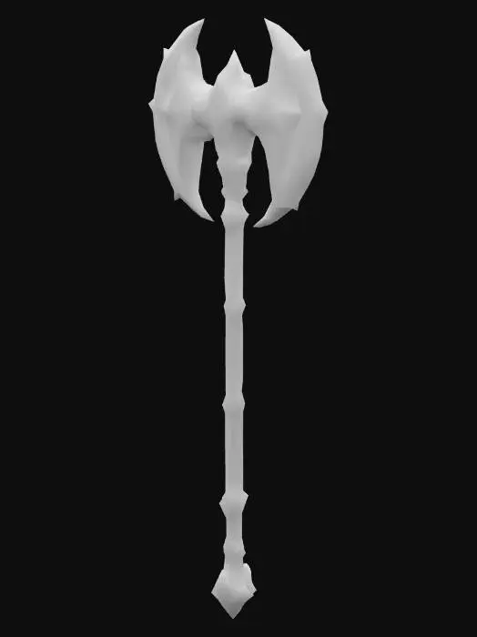 3D model for Zweihandaxt, Doppfelkinge mit Blauen Diamanten. Ger Griff ist lang mit Verzierungen und diamanten.