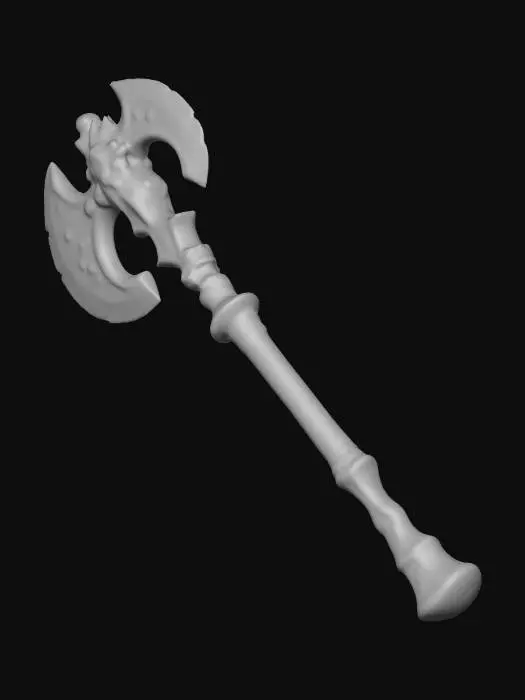 3D model for Zweihandaxt, Doppfelkinge mit Blauen Diamanten. Ger Griff ist lang mit Verzierungen und diamanten. #villain#