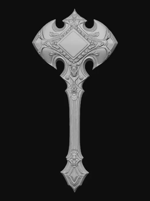 3D model for Weißer Zweihandhammer mit Rosa Diamanten und epischer Verzierungen am Griff.