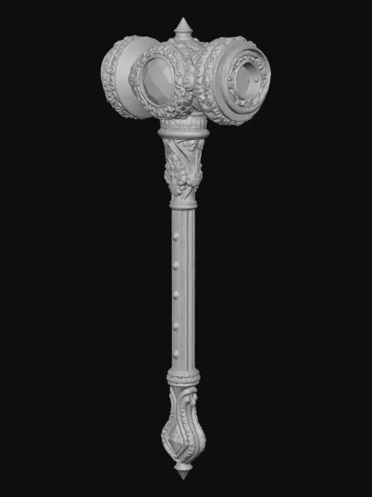 3D model for Weißer Zweihandhammer mit Rosa Diamanten und epischer Verzierungen am Griff.