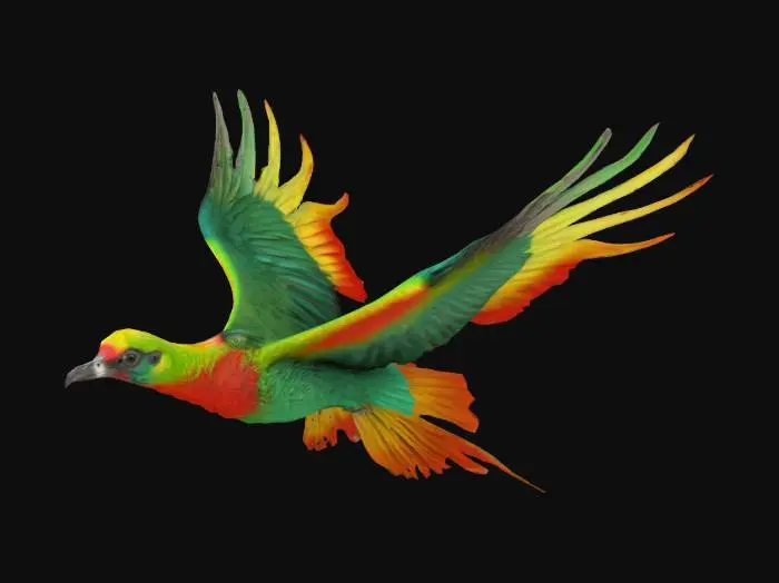 3D model for hyper realistic, extremely detailed flying quetzal