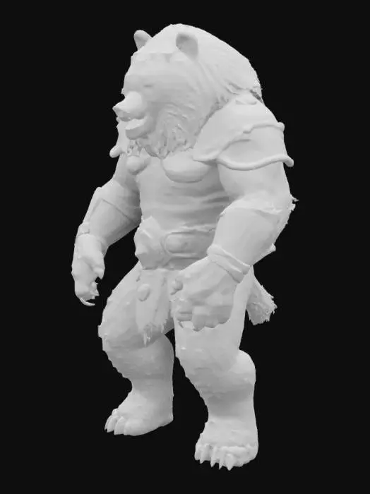 3D model for High resolution, Fantasy, Highly Detailed, Ultra Realistic, furry fur, brown beartaur, armored, Full Body, Symmetrical Body