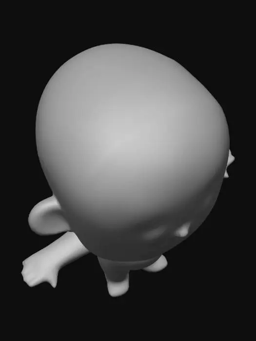 3D model for Litle man in Chibli Style in T pose base mesh