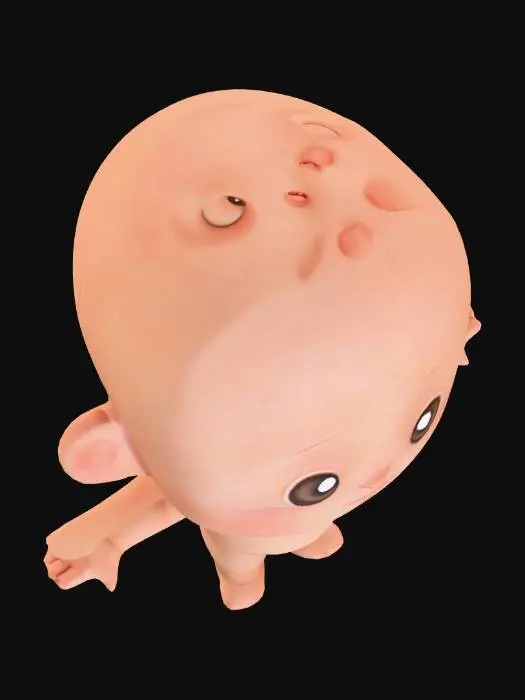 3D model for Litle man in Chibli Style in T pose base mesh