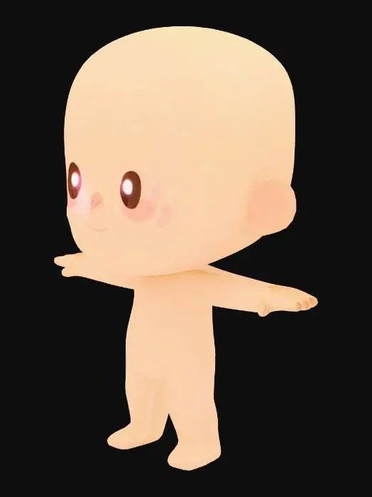 3D model for Litle man in Chibli Style in T pose base mesh