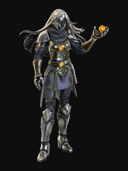 3D model for Necesito un personaje tipo mmorpg del futuro navegando desde el mundo medieval al mundo actual y al futuro todo eso reflejado en un personaje