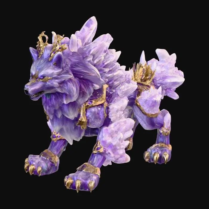 3D model for Amethyst Guardian Wolf, Photorealistic