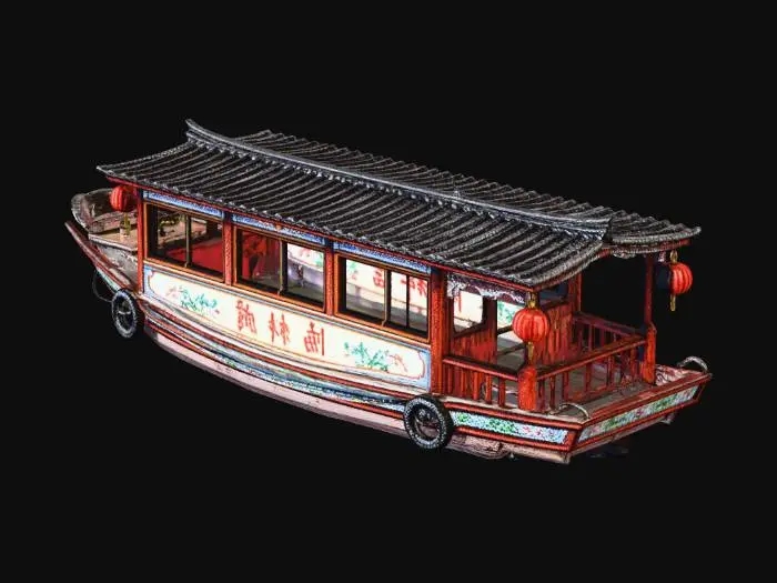 3D model for Lantern-Lined Chinese Houseboat