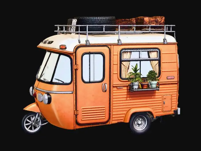 3D model for Orange Vintage Camper Van Trike