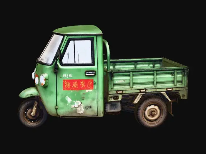 3D model for Green Three-Wheeled Cargo Truck