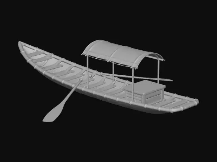 3D model for Canopied wooden riverboat