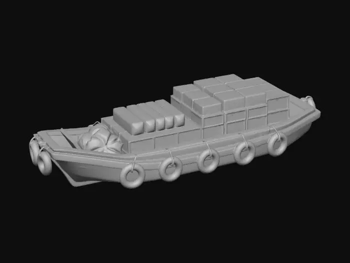 3D model for Cargo Boat Loaded with Boxes