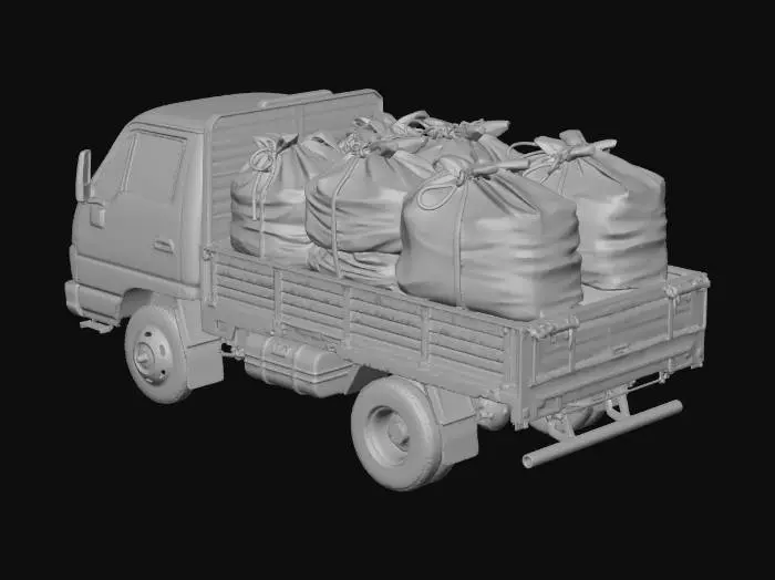 3D model for Blue Truck Carrying Burlap Sacks