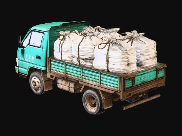 3D model for Blue Truck Carrying Burlap Sacks
