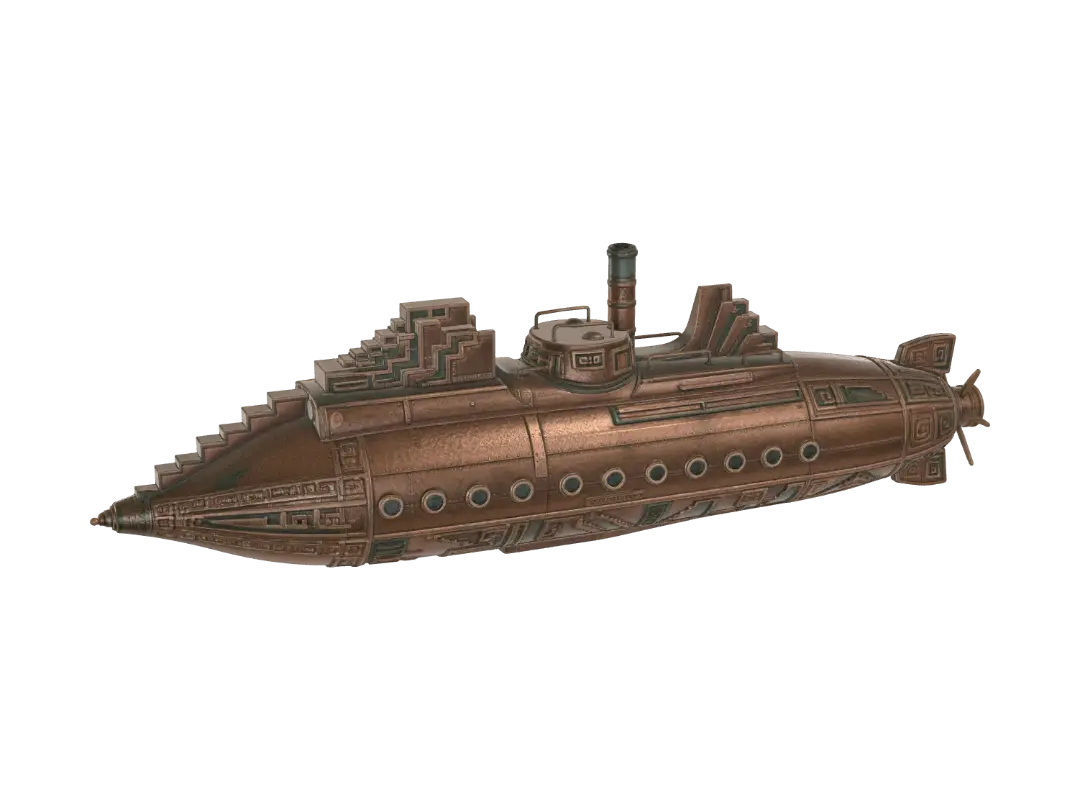 Cahokia Sub - Submarine 3D model, vytvořený pomocí AI
