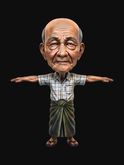 3D model for Elder in Sarong Model