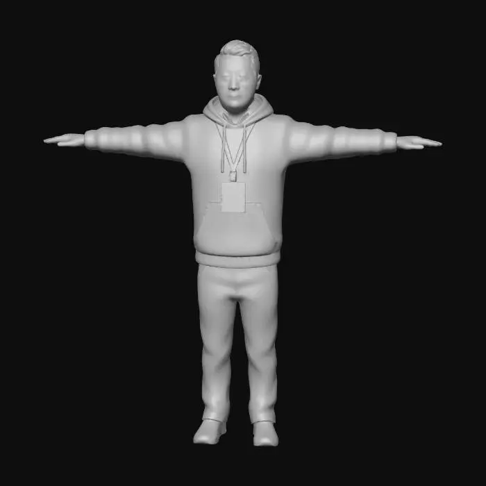3D model for T-Pose Office Worker with ID Badge