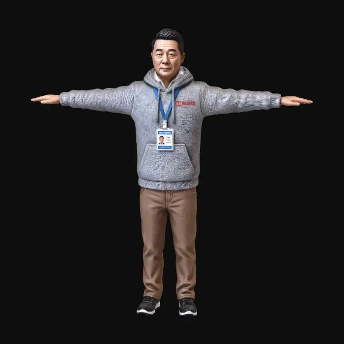 3D model for T-Pose Office Worker with ID Badge