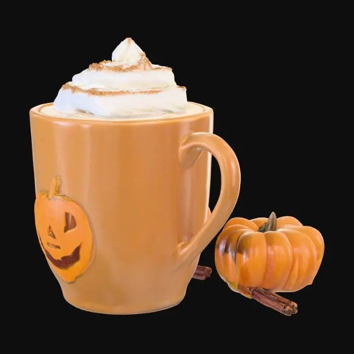 3D model for pumpkin spice latte with whipped cream