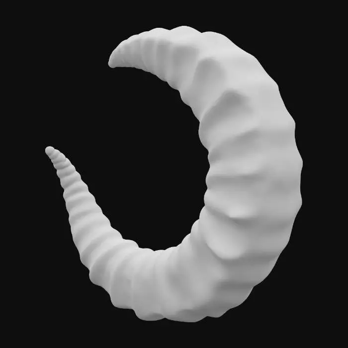 3D model for 角、羊のツノ、片方のみ、動物、巻いた角、