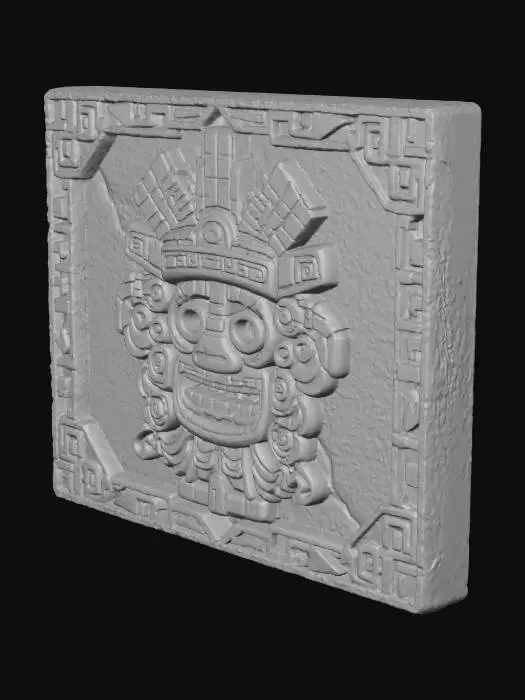 3D model for one sided Bas / Low Relief plaque with Aztec embellished border
