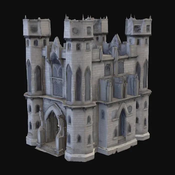 3D model for gothic 2 story castle for the metaverse