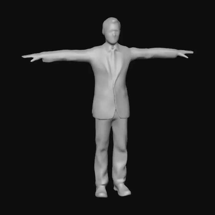 3D model for Simple man in a suite. Low-poly. Low detail.