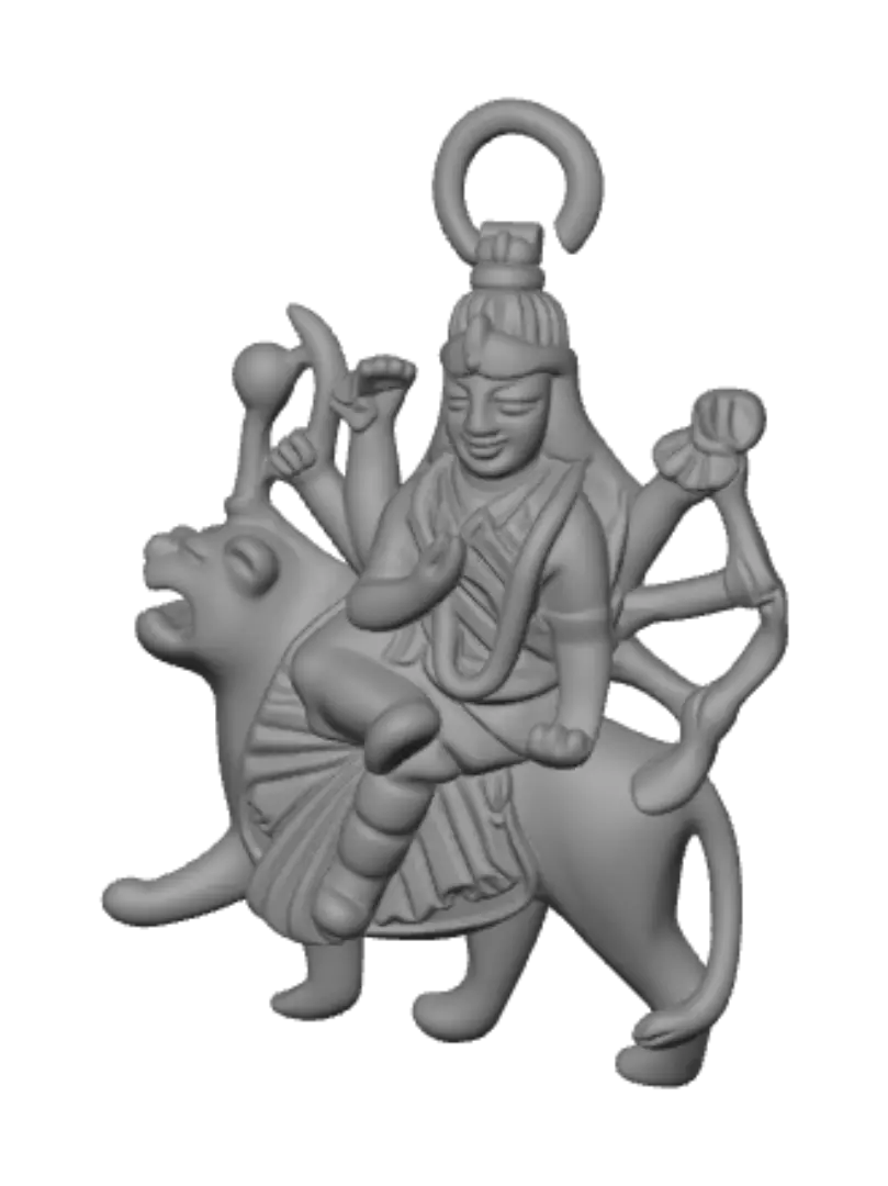 Durga on a lion pendant par customizeorder — créé avec le générateur 3D Meshy AI, téléchargement gratuit FBX OBJ GLB STL