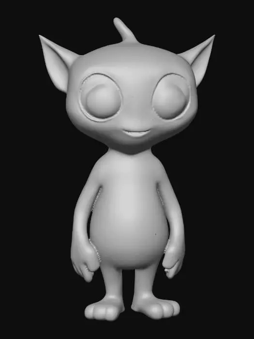 3D model for cute green alien with a fat butt and fewer digits on fingers and toes