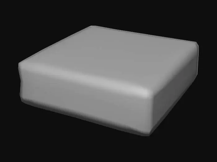 3D model for 一块方形的种植土地地块，表面平坦，呈现深棕色，泥土经过松散耕作，带有细小的颗粒和偶尔可见的有机质。地块边缘规整，侧面展现出土壤的剖面，质地看起来疏松且富有养分，仿佛能感受到湿润和肥沃，为植物生长提供了理想的基础。