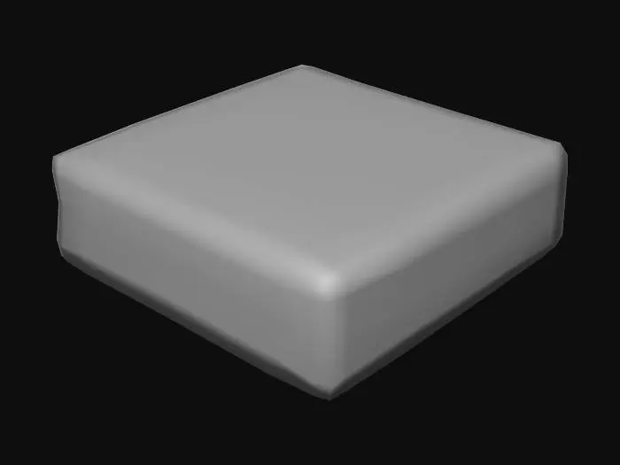 3D model for 一块方形的种植土地地块，表面平坦，呈现深棕色，泥土经过松散耕作，带有细小的颗粒和偶尔可见的有机质。地块边缘规整，侧面展现出土壤的剖面，质地看起来疏松且富有养分，仿佛能感受到湿润和肥沃，为植物生长提供了理想的基础。