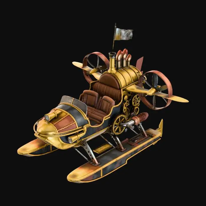3D model for Steampunk-realistic style , Seaplane like Cesna , post apocalyptic.