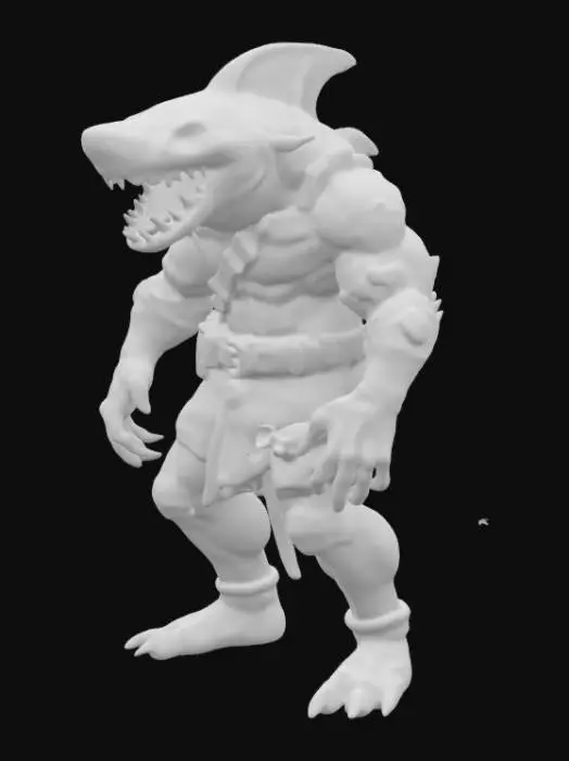 3D model for Design an 80s-style action figure of a half-piranha, half-man mutant warrior! With razor-sharp teeth, bulging mutant muscles, and scaly, armor-plated skin, he’s built for battle. His webbed claws grip a harpoon blaster or jagged coral club, while his gills pulse with fury. A torn wetsuit and neon war belt complete his look. Is he a rogue experiment or an underwater warlord? Give him a chomping attack feature and a name that strikes fear—like JAWRAGE or BITEFURY!