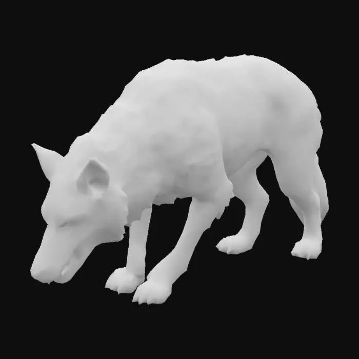 3D model for wolf drinking from a river.