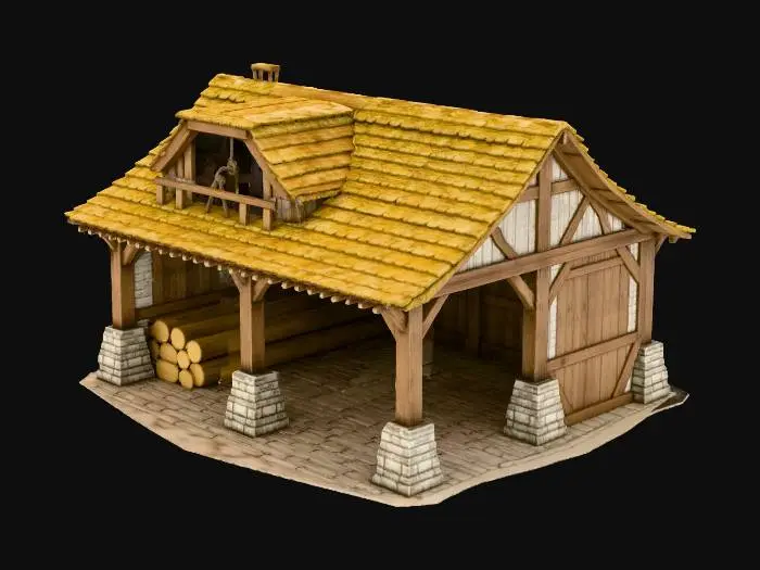 3D model for Medieval Woodworking Shed