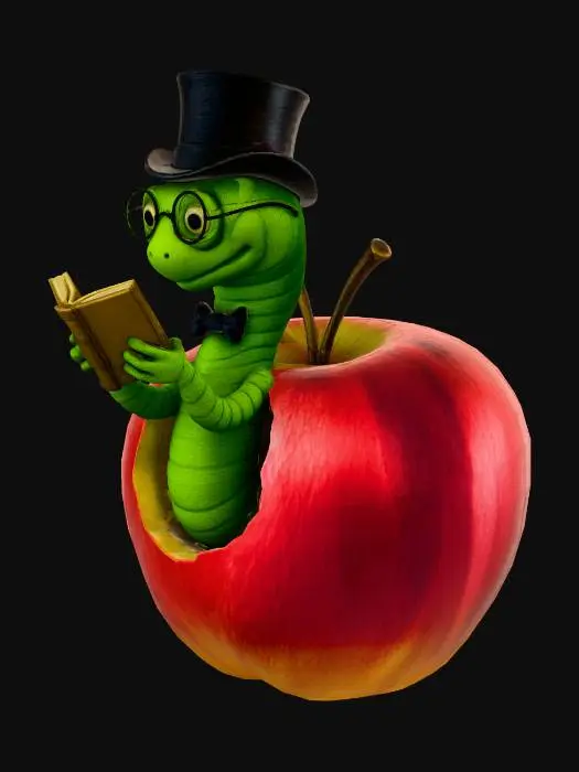 3D model for Top Hat Bookworm in an Apple