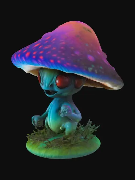 3D model for trippy mushroom alien

